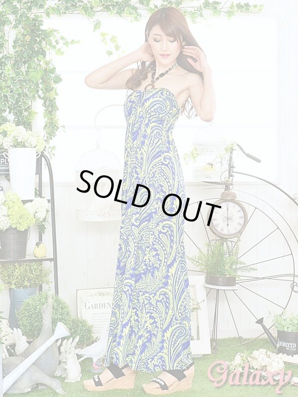 画像9: ウッドバックル付*エスニック柄リゾートマキシワンピース*3color (9)