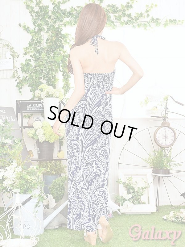 画像17: ウッドバックル付*エスニック柄リゾートマキシワンピース*3color (17)