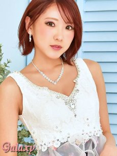 画像7: 【Rich or Die】豪華クリスタルビジュー＆パール装飾*フラワーレース重ねふわふわ２段ティアードオーガンジー*花柄インナーミニロングドレス*M/L (7)