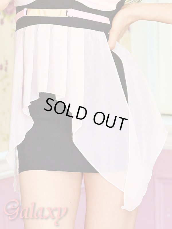 画像12: バイカラーデザイン*シフォンレース重ねタイトミニドレス*2color (12)