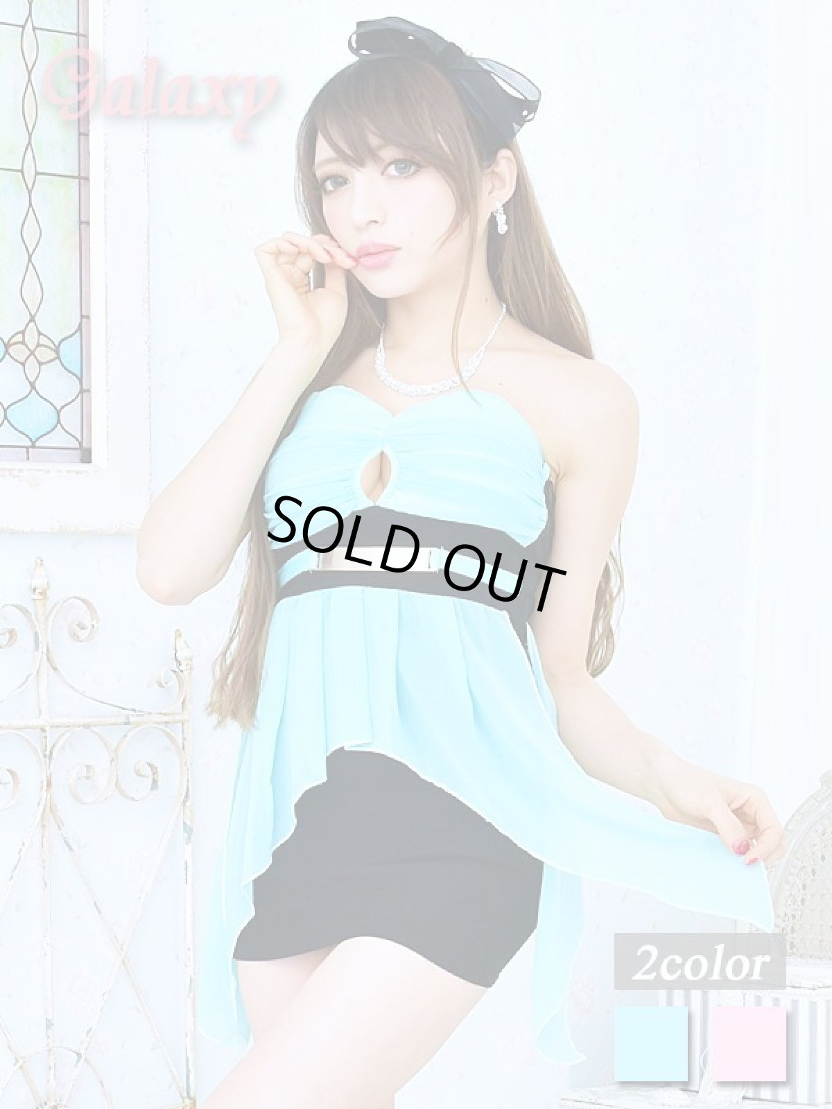 画像1: バイカラーデザイン*シフォンレース重ねタイトミニドレス*2color (1)