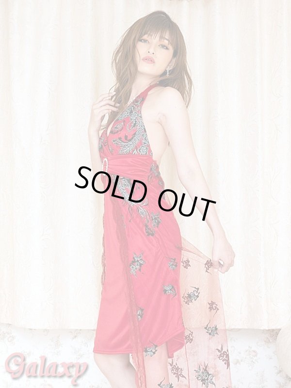 画像4: SILVERサークルバックル付*Blackフラワーラメチュールレース*ミニinロングドレス (4)