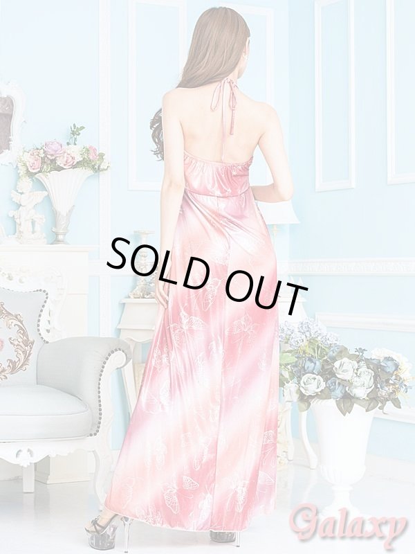 画像5: クリスタルストーン付*SILVERバタフライプリント*グラデーションエステルロングドレス*3color*M/L (5)