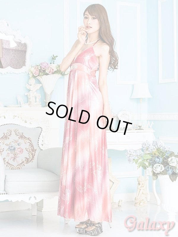 画像3: クリスタルストーン付*SILVERバタフライプリント*グラデーションエステルロングドレス*3color*M/L (3)