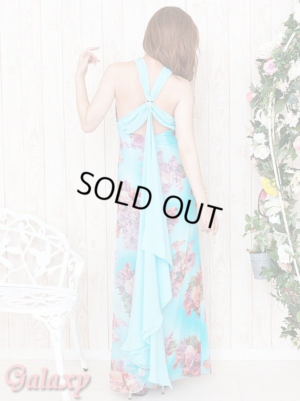 画像5: フラワーモチーフレースネック*ヴィンテージ水彩フラワーシフォンロングドレス*2color  (5)