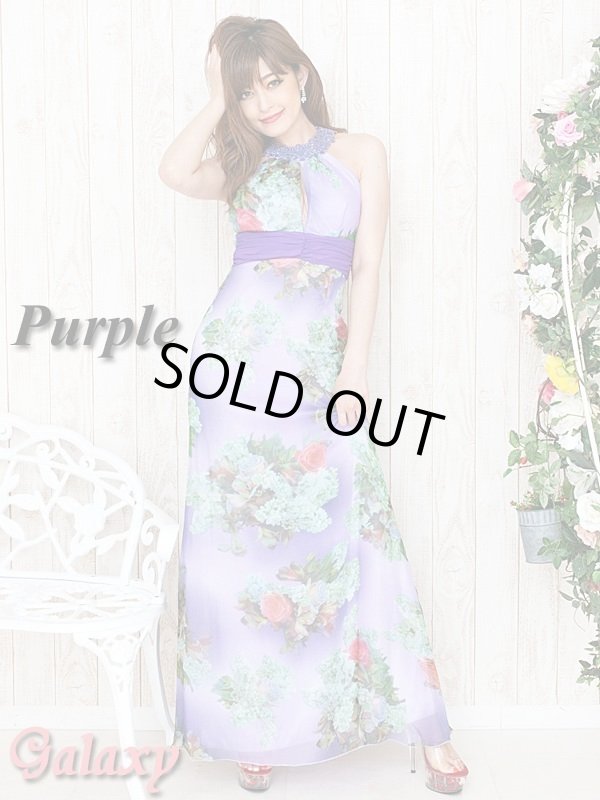 画像7: フラワーモチーフレースネック*ヴィンテージ水彩フラワーシフォンロングドレス*2color  (7)