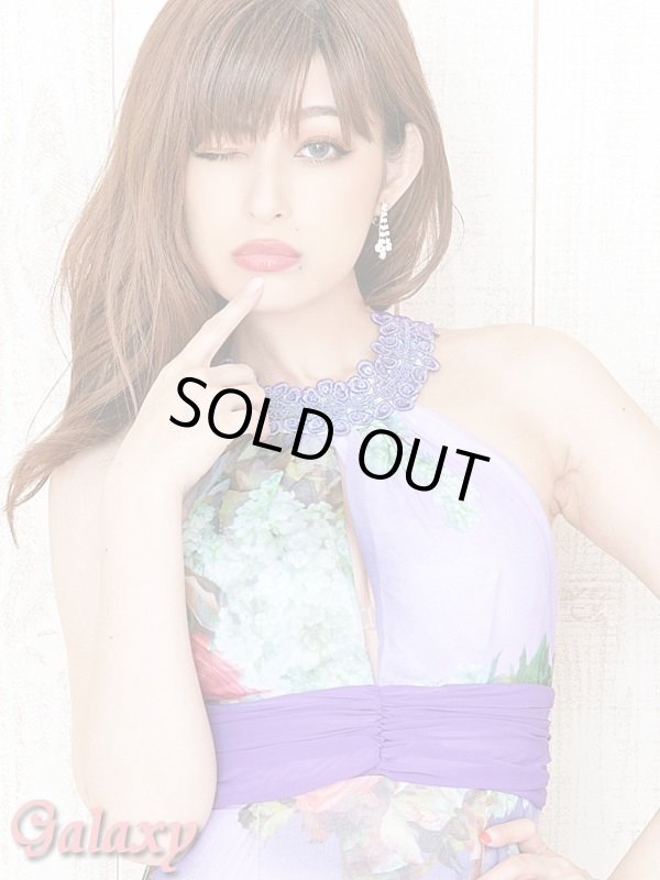 画像12: フラワーモチーフレースネック*ヴィンテージ水彩フラワーシフォンロングドレス*2color  (12)