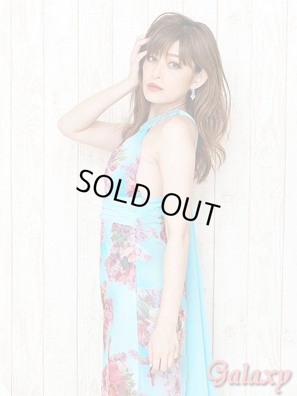 画像4: フラワーモチーフレースネック*ヴィンテージ水彩フラワーシフォンロングドレス*2color  (4)