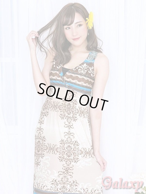 画像2: バックレース*エスニック柄リゾートマキシワンピース (2)