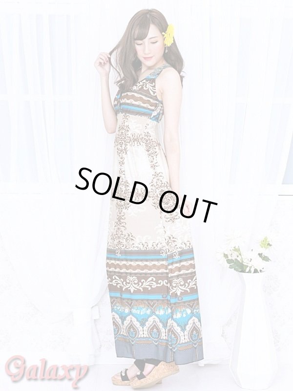 画像3: バックレース*エスニック柄リゾートマキシワンピース (3)