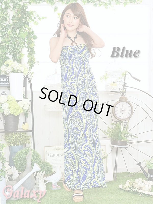 画像7: ウッドバックル付*エスニック柄リゾートマキシワンピース*3color (7)