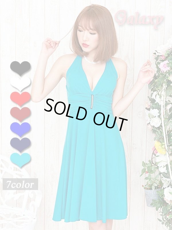 画像1: センタージルコン付き*Aラインストレッチモンローミニキャバドレス*7color (1)