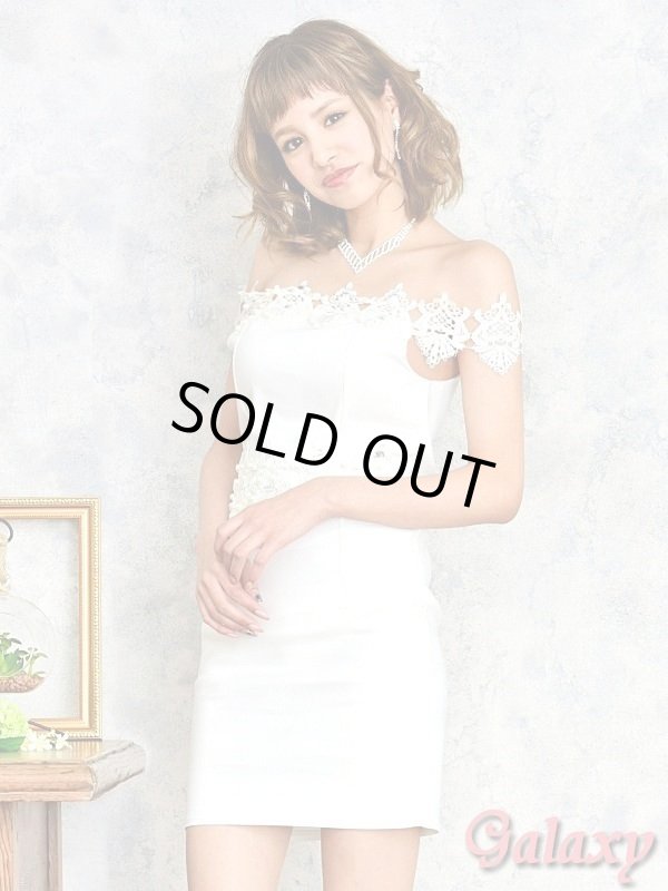 画像7: レースドッキングオフショルダーネックビーズ付スリムラインワンピース*2color*M/L (7)