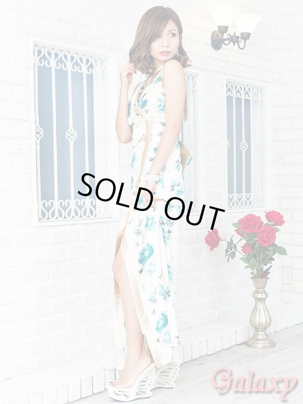 画像3: BIGリボン*CUTE薔薇柄*チャイナ風*着物デザイン*サテンロングドレス*2color (3)