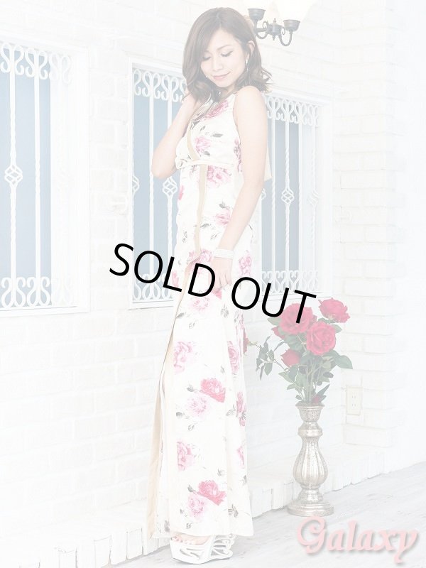 画像9: BIGリボン*CUTE薔薇柄*チャイナ風*着物デザイン*サテンロングドレス*2color (9)