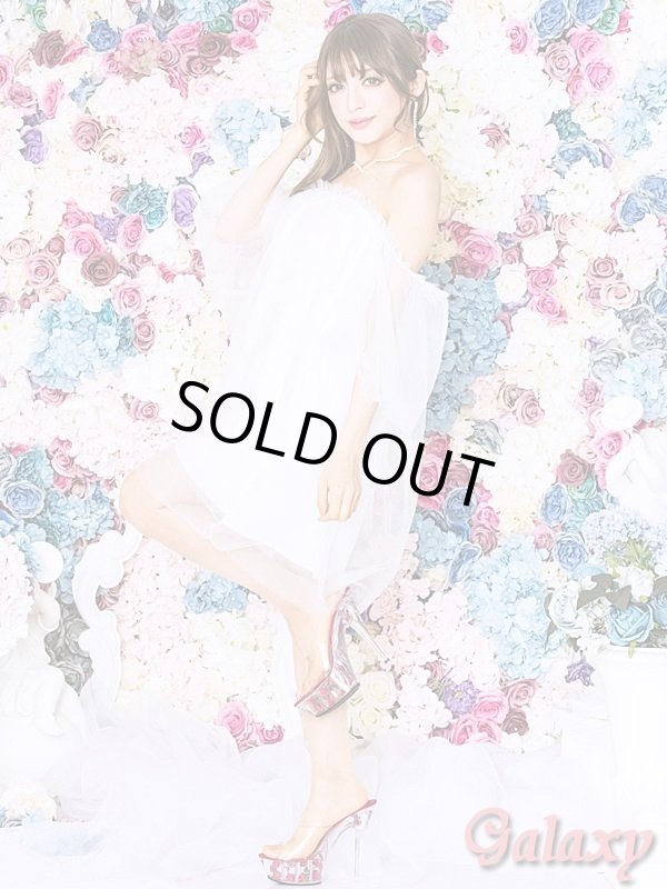 画像16: 無地ボートネックオフショル*ベアトップチュールワンピース*3color (16)