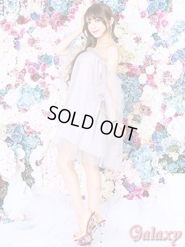 画像4: 無地ボートネックオフショル*ベアトップチュールワンピース*3color (4)