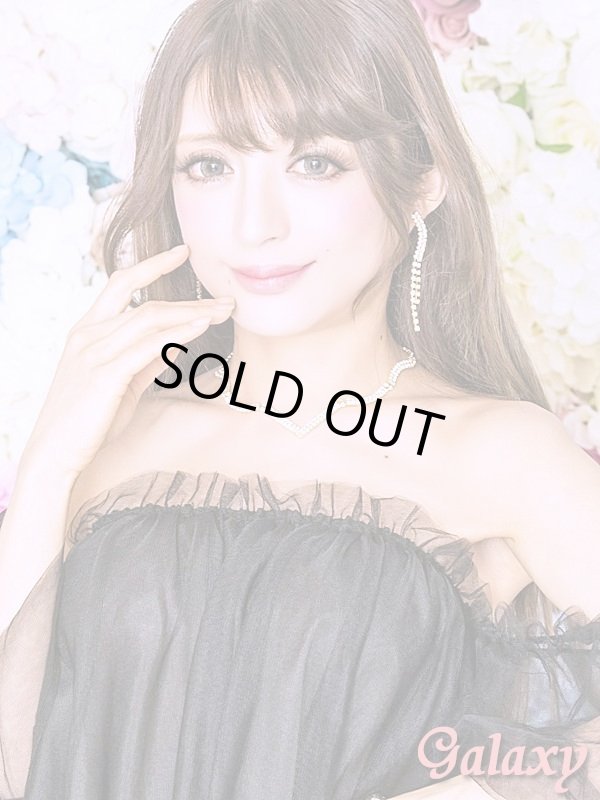 画像12: 無地ボートネックオフショル*ベアトップチュールワンピース*3color (12)