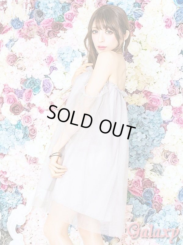 画像3: 無地ボートネックオフショル*ベアトップチュールワンピース*3color (3)