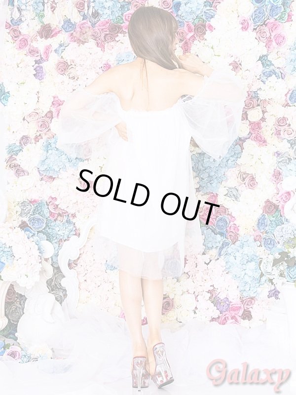 画像17: 無地ボートネックオフショル*ベアトップチュールワンピース*3color (17)