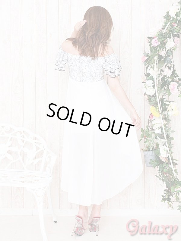 画像17: 花柄ステッチ*フリルオフショルダー*シフォン切替ミニinドレス*3olor (17)