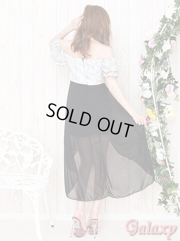 画像11: 花柄ステッチ*フリルオフショルダー*シフォン切替ミニinドレス*3olor (11)