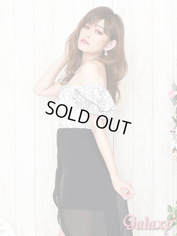 画像10: 花柄ステッチ*フリルオフショルダー*シフォン切替ミニinドレス*3olor (10)