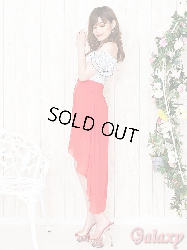 画像3: 花柄ステッチ*フリルオフショルダー*シフォン切替ミニinドレス*3olor (3)