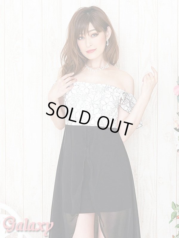 画像8: 花柄ステッチ*フリルオフショルダー*シフォン切替ミニinドレス*3olor (8)