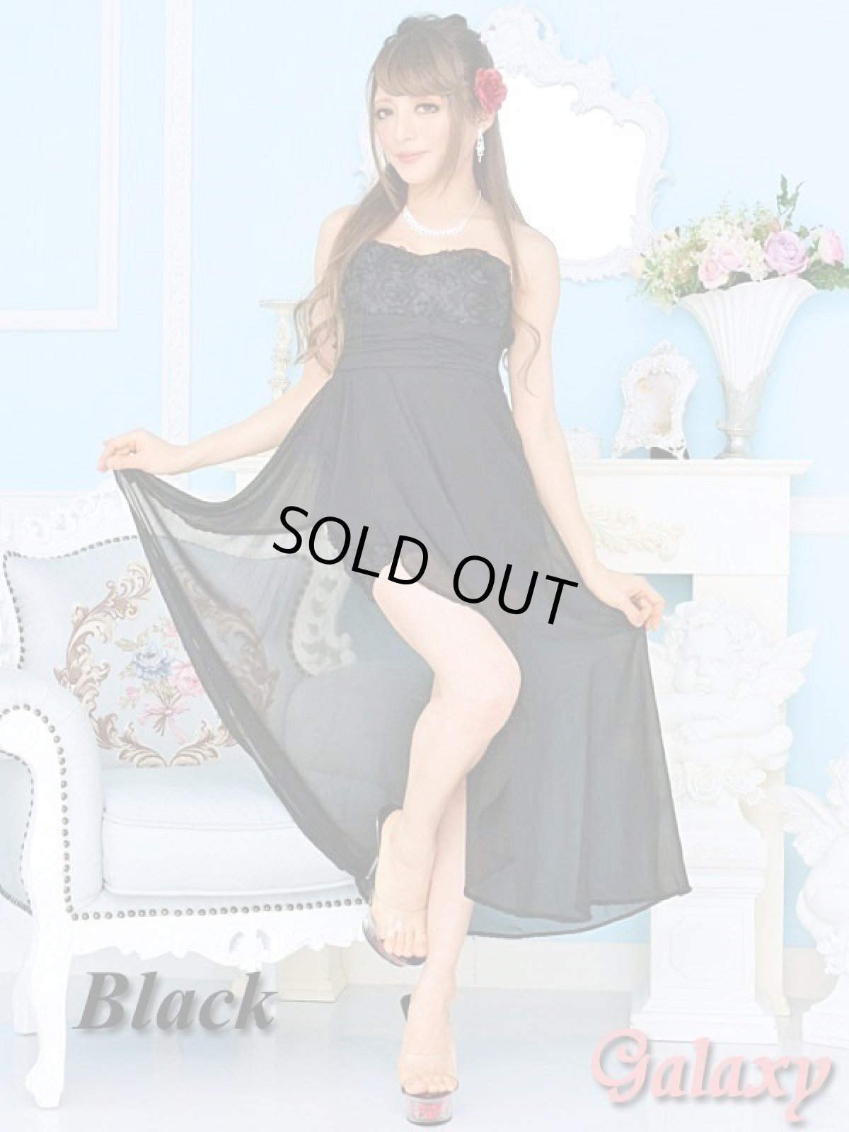 画像2: フラワーモチーフ*ミニINロングシフォンテールドレス*2color (2)