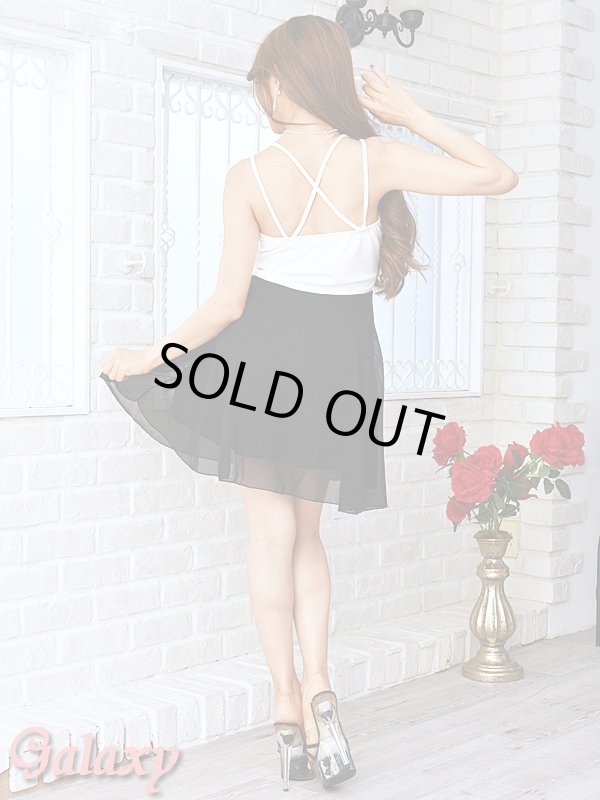 画像4: 胸元クロシェレース*バッククロスデザイン*Aラインシフォンミニワンピース*4color (4)