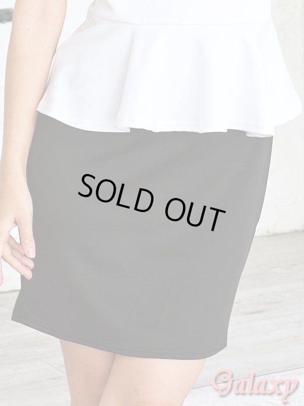 画像10: バックリボン*デコルテレースデザイン*ぺプラムストレッチミニドレス*4color*M/L/XL  (10)