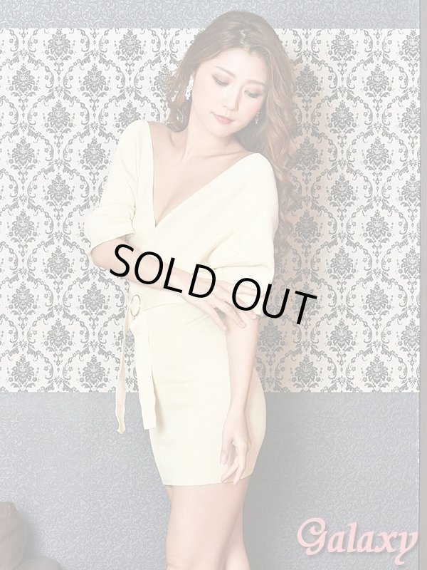 画像3: 五分袖*ベルト付き*胸元カシュクールニットワンピース*2color (3)