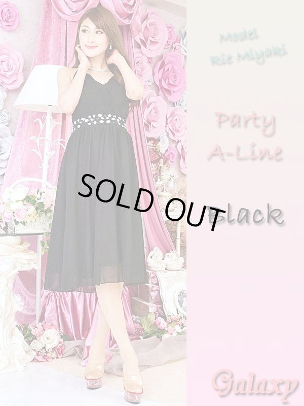 画像2: 【大きいサイズ】胸元プリーツ*胸下ジュエル*Aライン*ミディアムパーティードレス*3color*XL/XXL/XXXL (2)