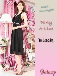 画像4: 【大きいサイズ】胸元プリーツ*胸下ジュエル*Aライン*ミディアムパーティードレス*3color*XL/XXL/XXXL (4)