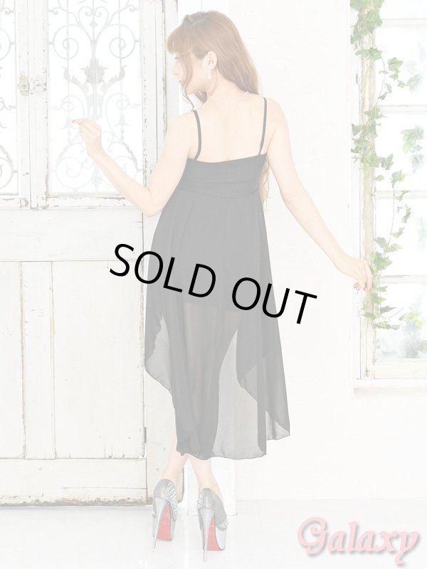 画像12: オーガンジーリボン*ウエストレースSEXYミニinロングドレス*2color (12)