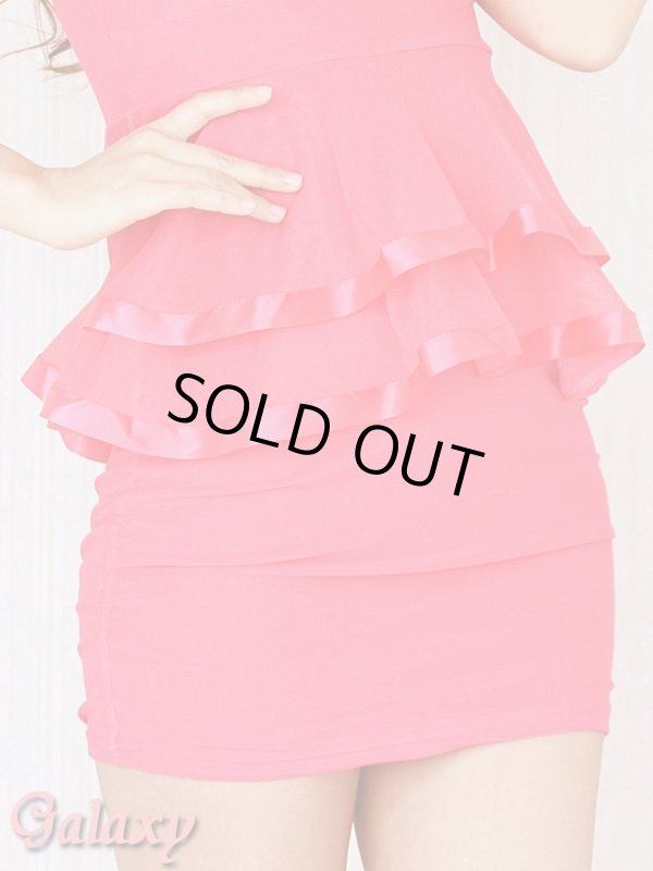 画像17: 胸元クロス&チャーム付き*サテン縁取りぺプラム*ストレッチミニワンピ*7color (17)