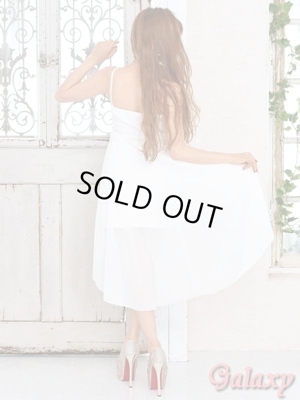 画像5: オーガンジーリボン*ウエストレースSEXYミニinロングドレス*2color (5)