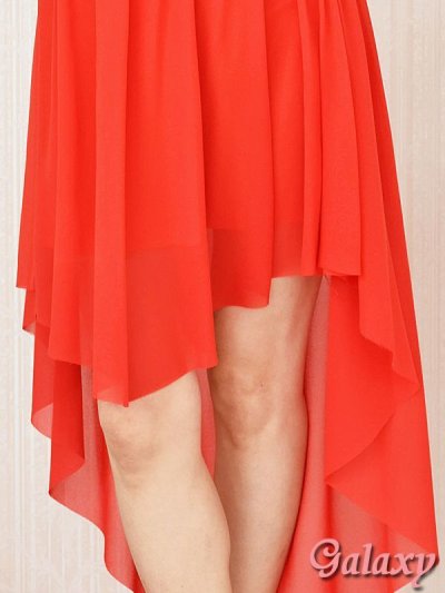画像3: 胸下メタリックゴールドライン*シフォンアシンメトリー*フィッシュテールドレス*4color*M/L