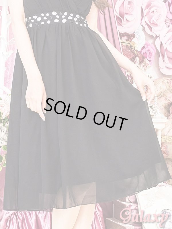 画像9: 【大きいサイズ】胸元プリーツ*胸下ジュエル*Aライン*ミディアムパーティードレス*3color*XL/XXL/XXXL (9)