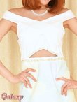 画像14: 【Rich or Die】Richビジュートリミングウエスト透けチュールレース*パステルローズ柄オフショルタイトミニドレス*2color*M/L (14)