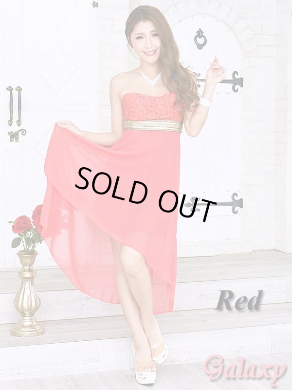 画像8: 胸下ゴールドライン*レース切替シフォンテールベアドレス*5color*M/L/XL (8)