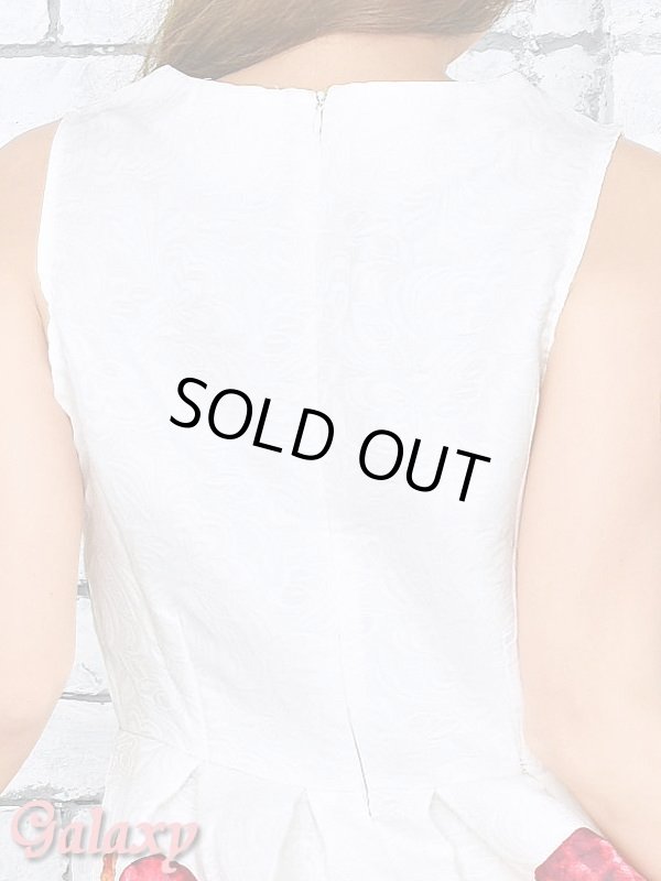 画像8: アンティーク調*フラワー柄*ノースリAラインミニワンピース (8)