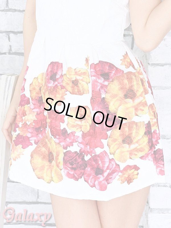 画像9: アンティーク調*フラワー柄*ノースリAラインミニワンピース (9)