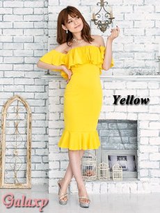 画像12: 大胆フリル*オフショルデザイン*ストレッチSEXYワンピース*キャバミディー丈ドレス*3color*M/L (12)