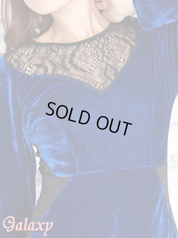 画像10: バックジップ*SEXYレース切替え*ストレッチベロア素材*長袖ワンピース*1color (10)