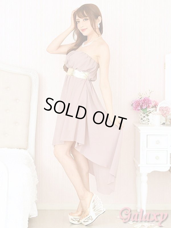 画像20: 胸下メタリックゴールドライン*シフォンアシンメトリー*フィッシュテールドレス*4color*M/L (20)