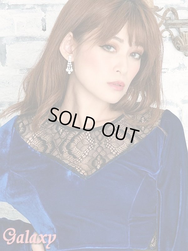 画像9: バックジップ*SEXYレース切替え*ストレッチベロア素材*長袖ワンピース*1color (9)