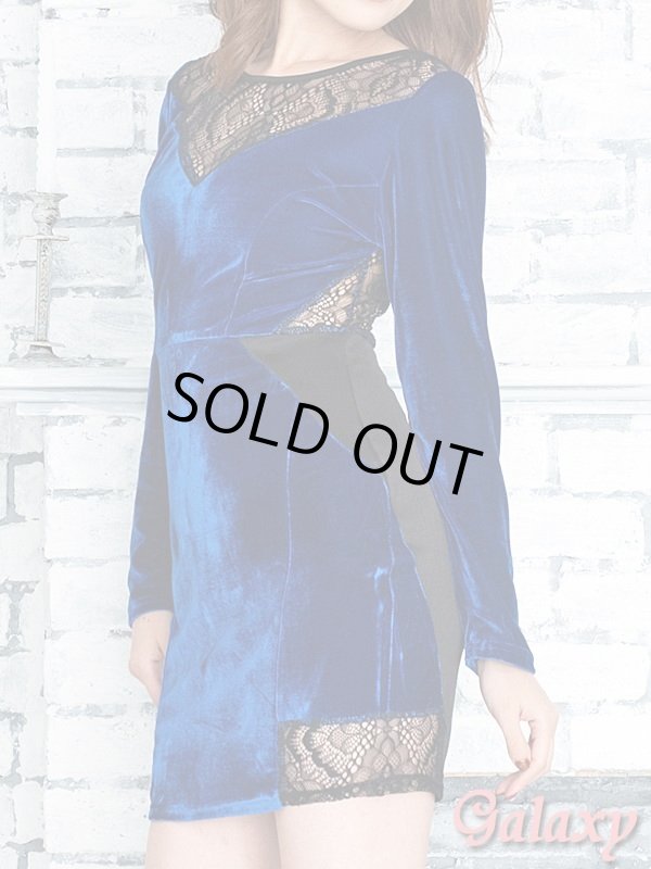 画像7: バックジップ*SEXYレース切替え*ストレッチベロア素材*長袖ワンピース*1color (7)