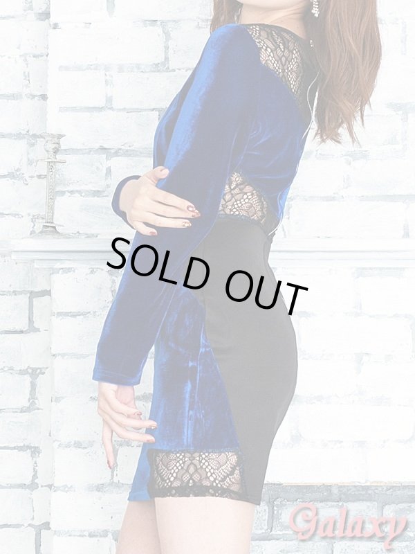 画像6: バックジップ*SEXYレース切替え*ストレッチベロア素材*長袖ワンピース*1color (6)